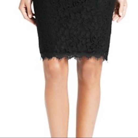 DIANE VON FURSTENBERG Scotia Black Lace Pencil Skirt Size 2 - Picture 4 of 13